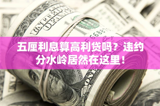 济南五厘利息算高利贷吗？违约分水岭居然在这里！